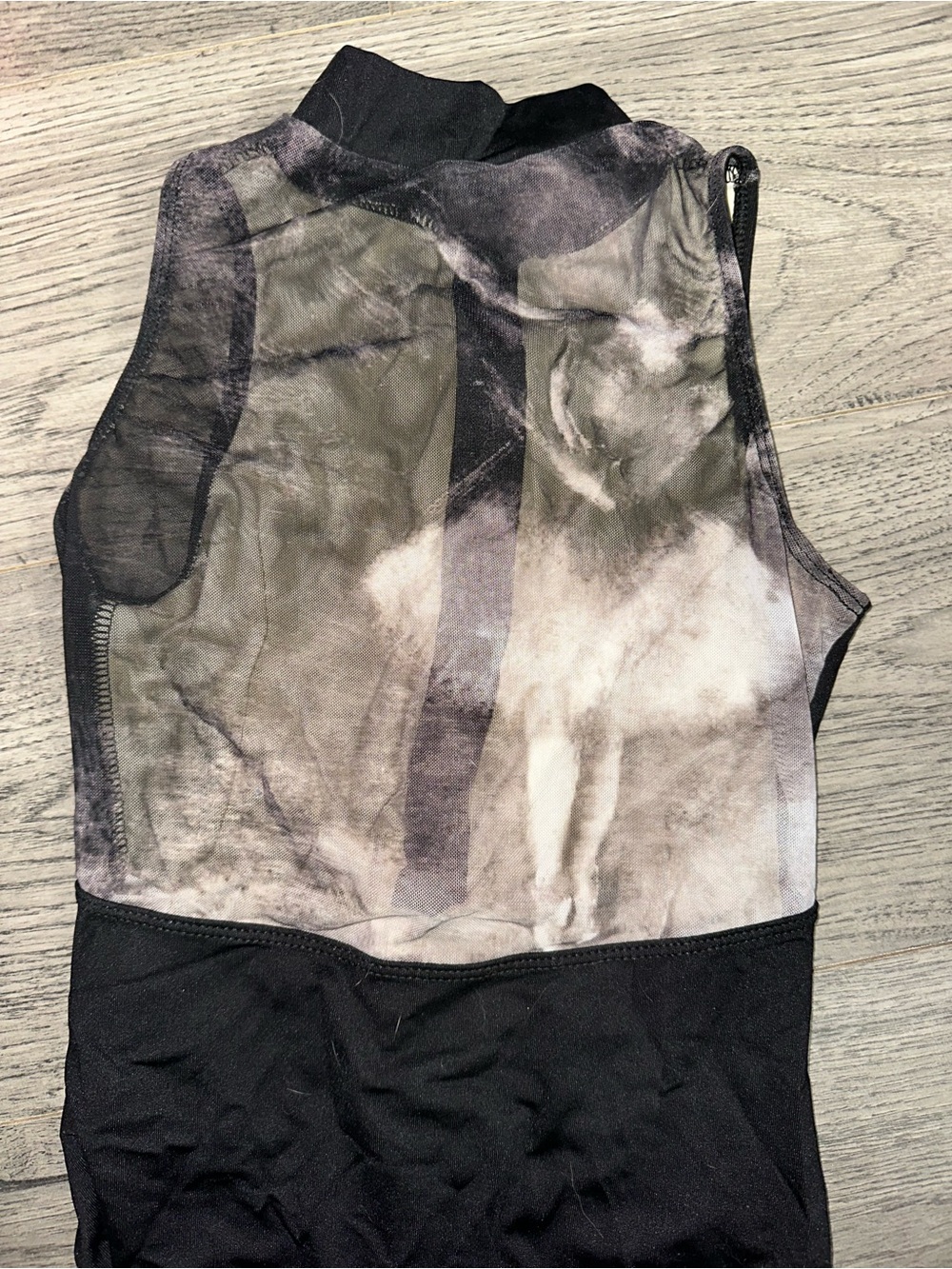 Women’s Sleeveless Mock Neck leotard in Black and Gray